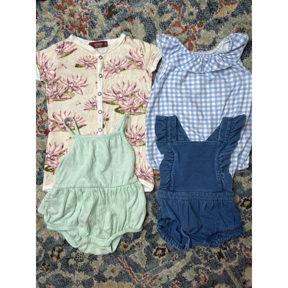 Girls 3-6M Milk Barn Pastourelle Cat & Jack Bubble Romper Bundle